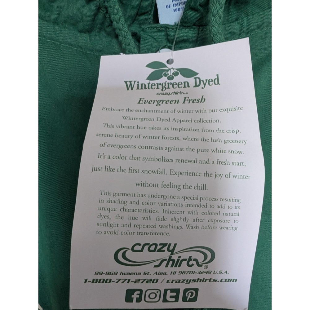 NEW Crazy Shirts Hawaiian Pullover Shirt Lightweight Shacket Green Dyed Small - Picture 15 of 16